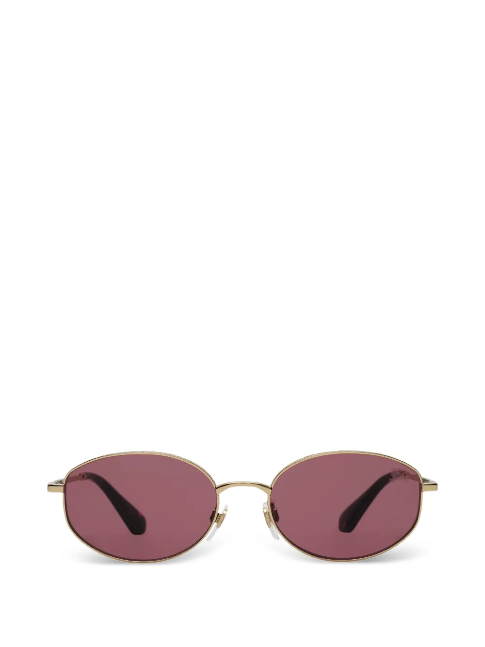 Burberry metal Check oval sunglasses - Oro