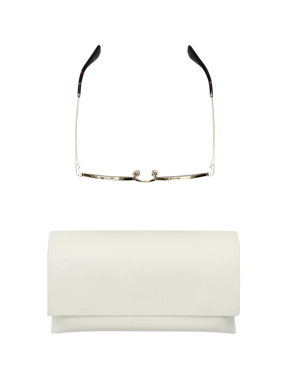 Burberry Eyewear Check metalen zonnebril met ovalen montuur Goud