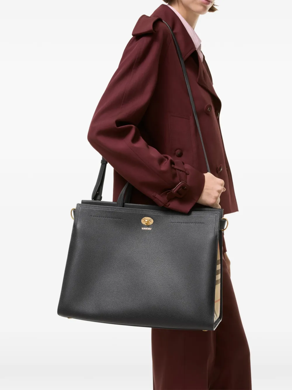 Burberry Medium Cotswolds Check shopper Zwart