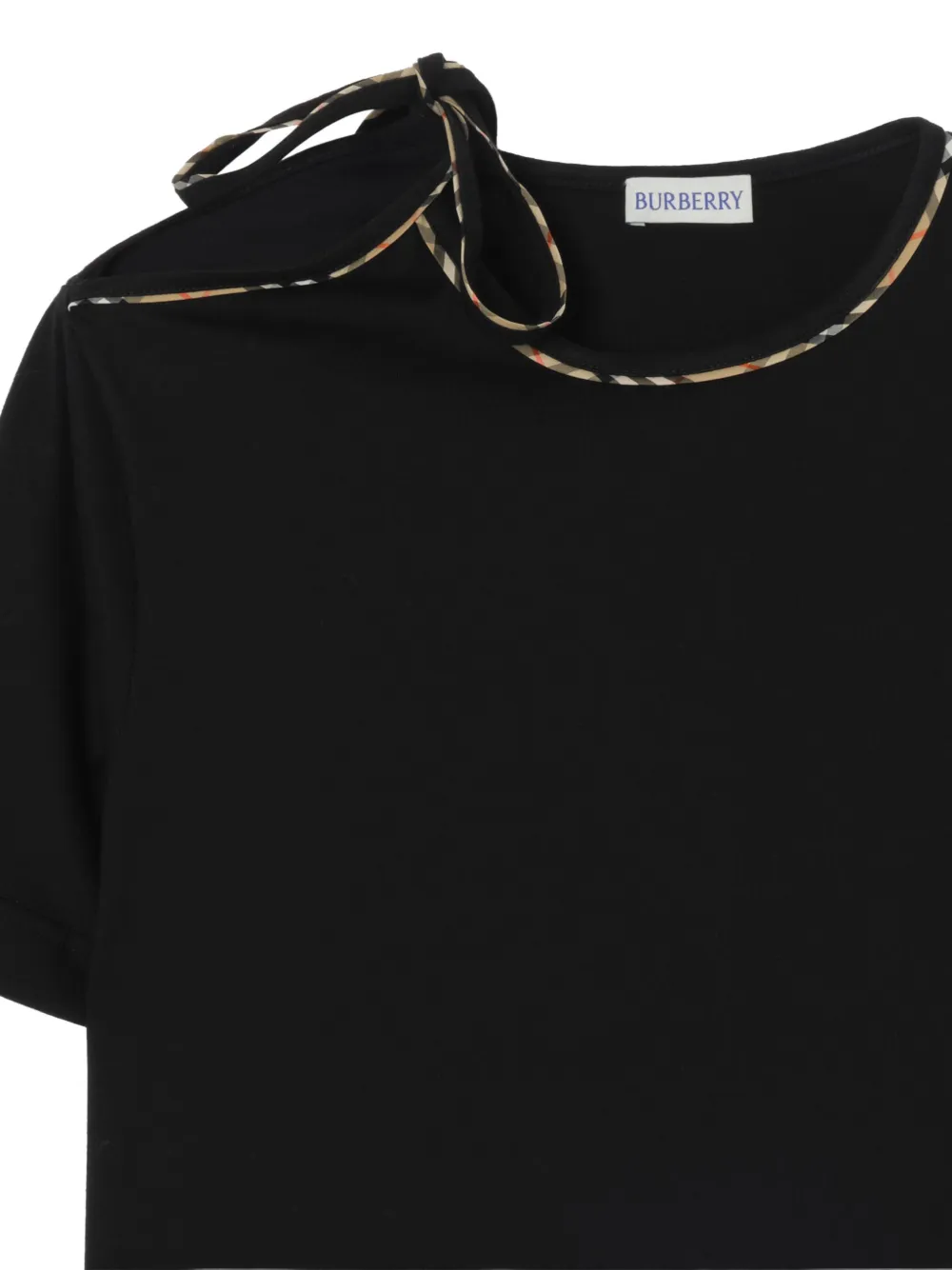 Burberry T-shirt met geruite afwerking en geborduurd logo Zwart