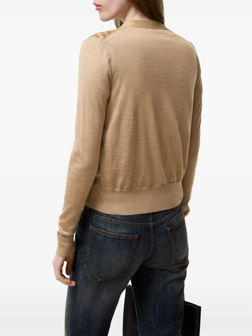  Burberry Cardigan En Soie De Laine à Carreaux - Tons Neutres 