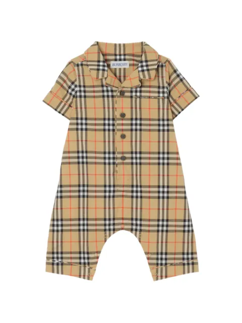 Burberry Kids Check cotton playsuit
