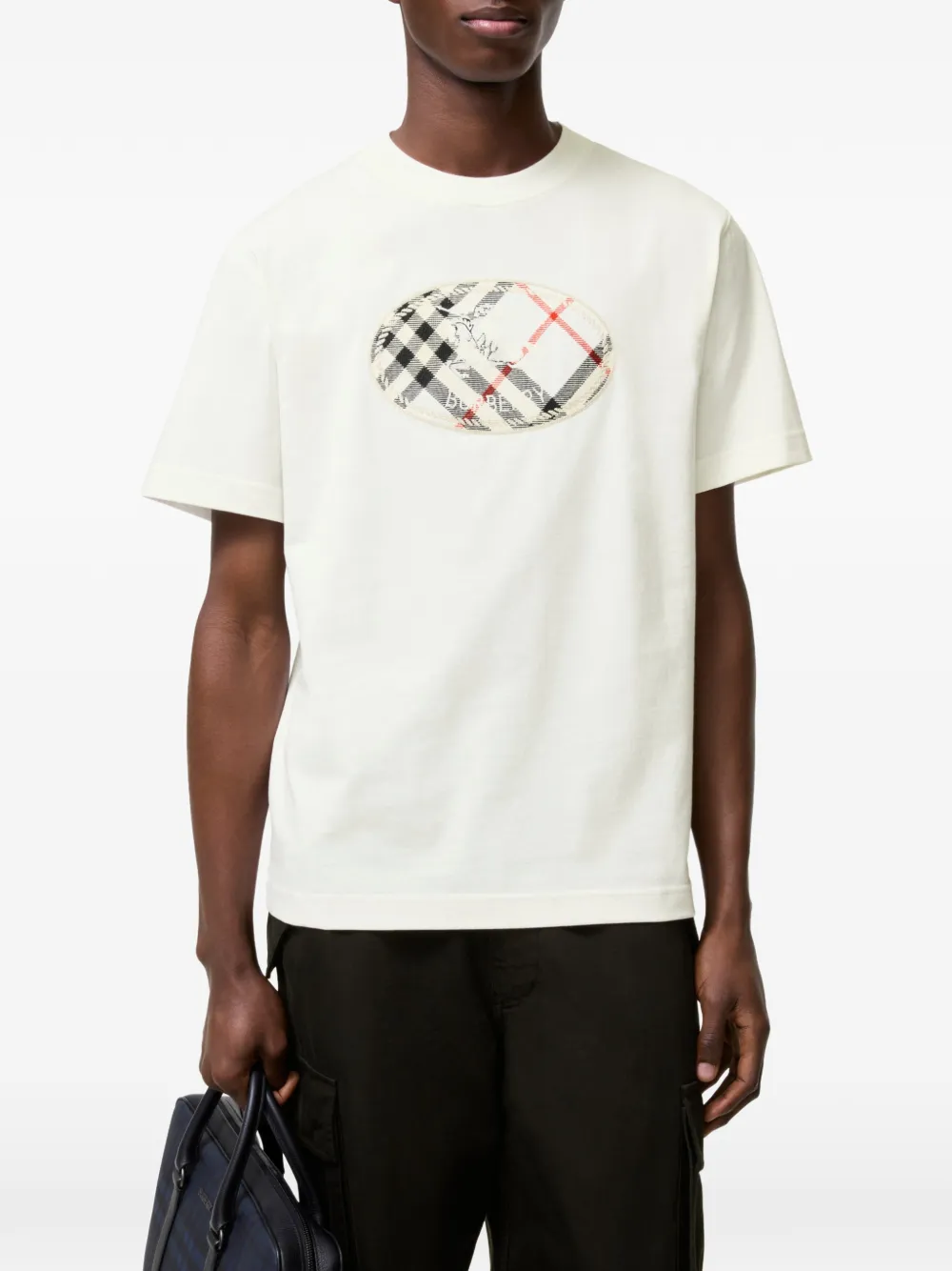 Burberry Check Knight katoenen-T-shirt met stempel Wit