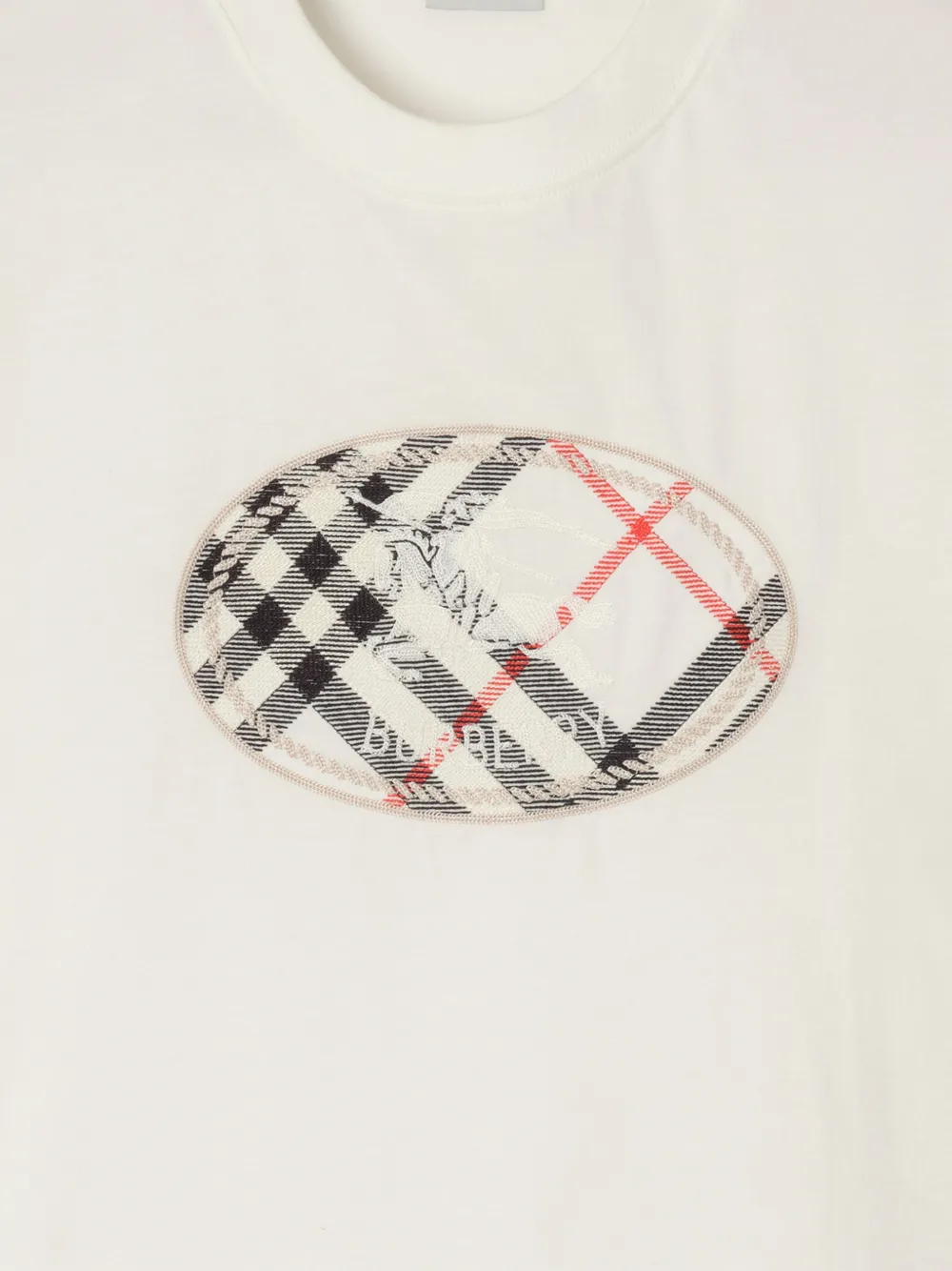Burberry Check Knight katoenen-T-shirt met stempel Wit