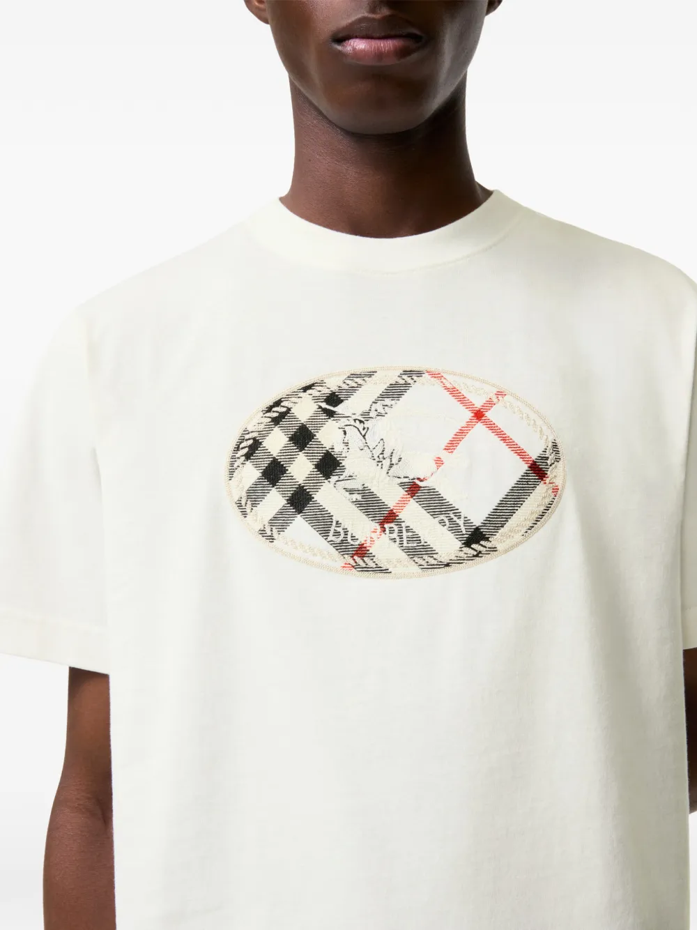 Burberry Check Knight katoenen-T-shirt met stempel Wit