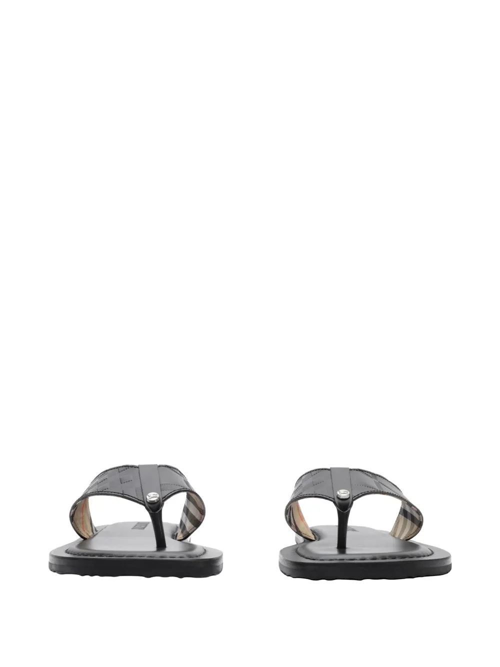 Burberry embossed check leather Pavilion sandals Zwart