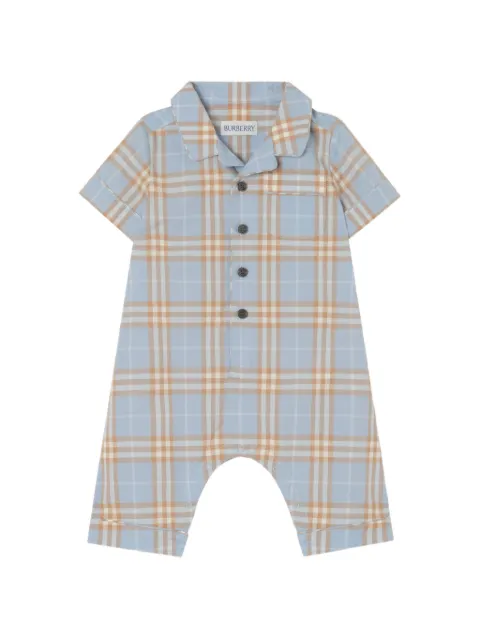 Burberry Kids Check cotton playsuit
