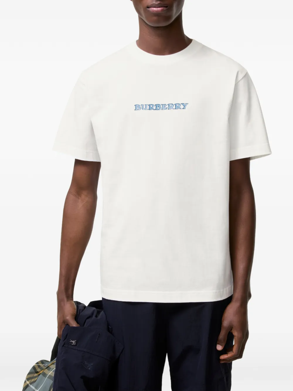 Burberry Katoenen T-shirt met logo Beige