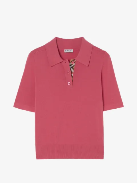Burberry playera tipo polo de lana manga larga