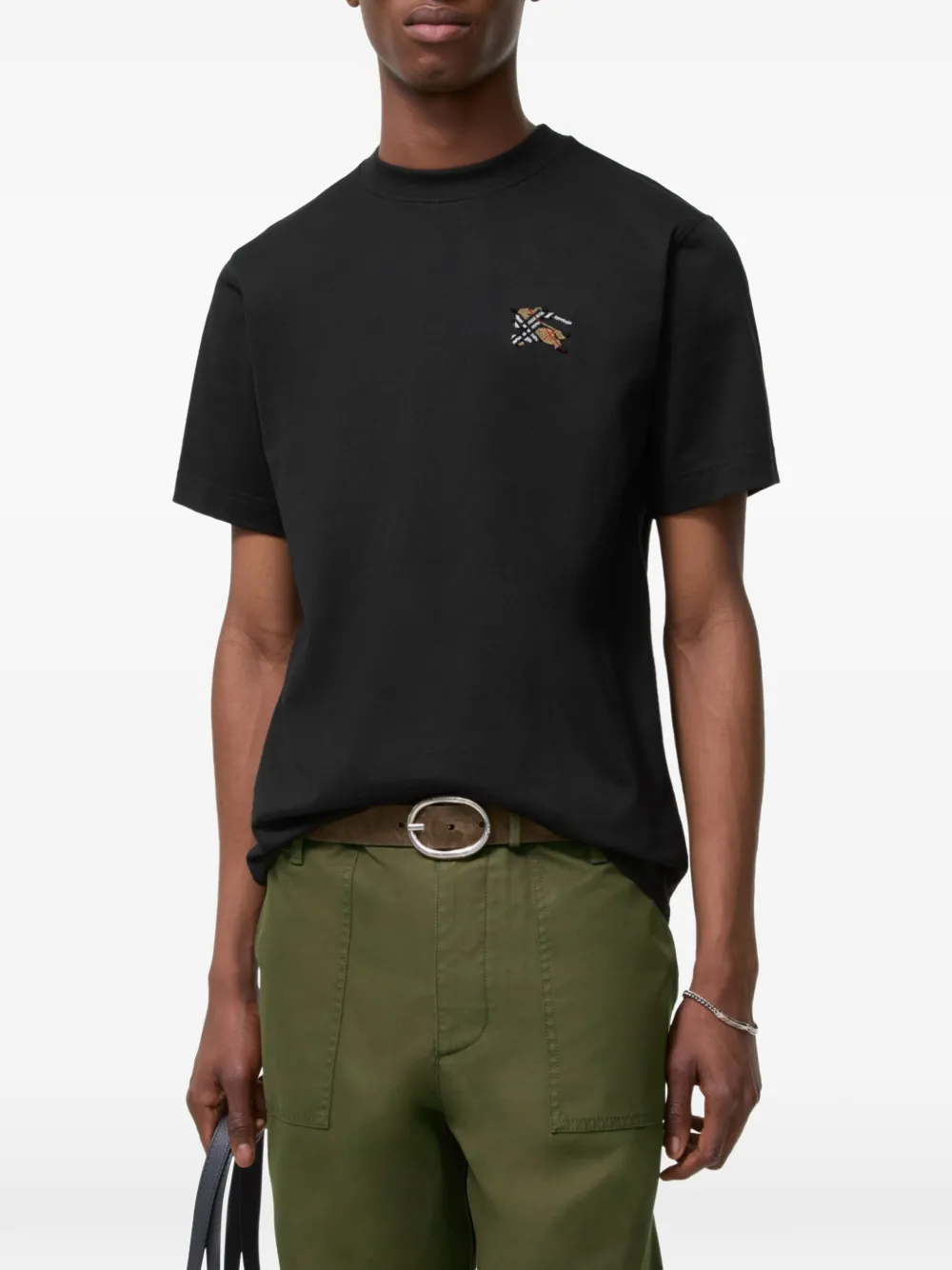 Burberry Knight katoenen T-shirt Zwart