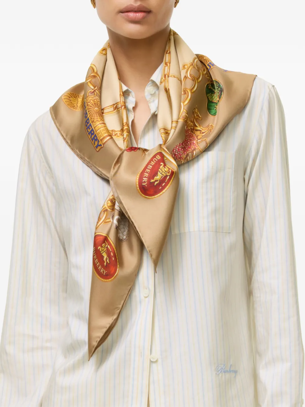 Burberry Geruite zijden sjaal Beige