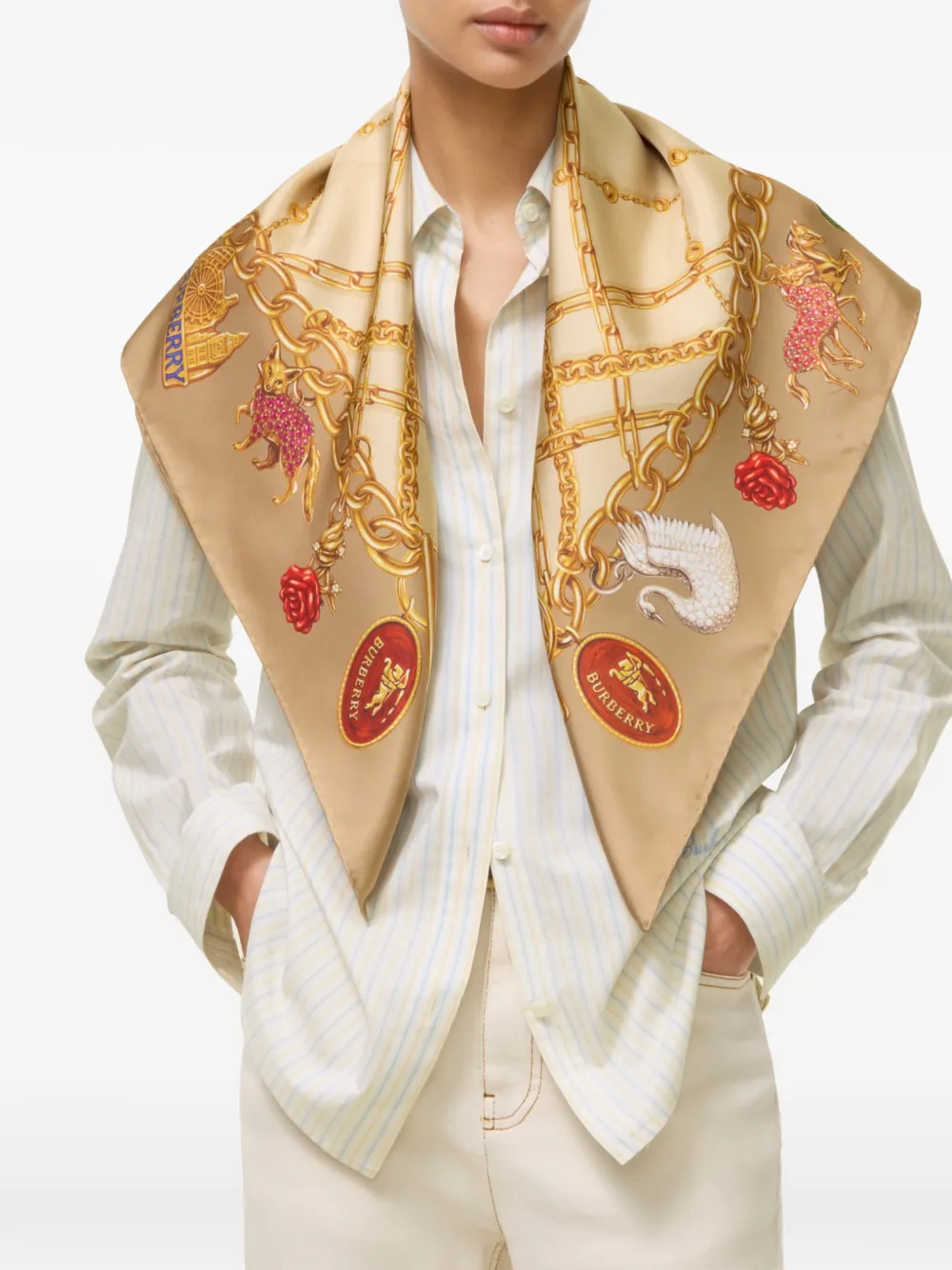 Burberry Geruite zijden sjaal Beige