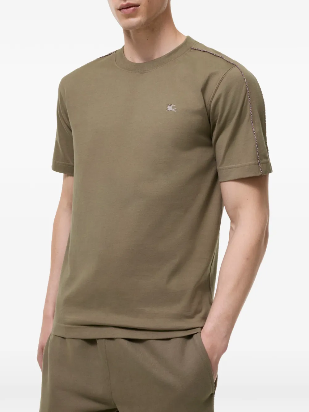 Burberry Katoenen T-shirt met geruite afwerking Groen