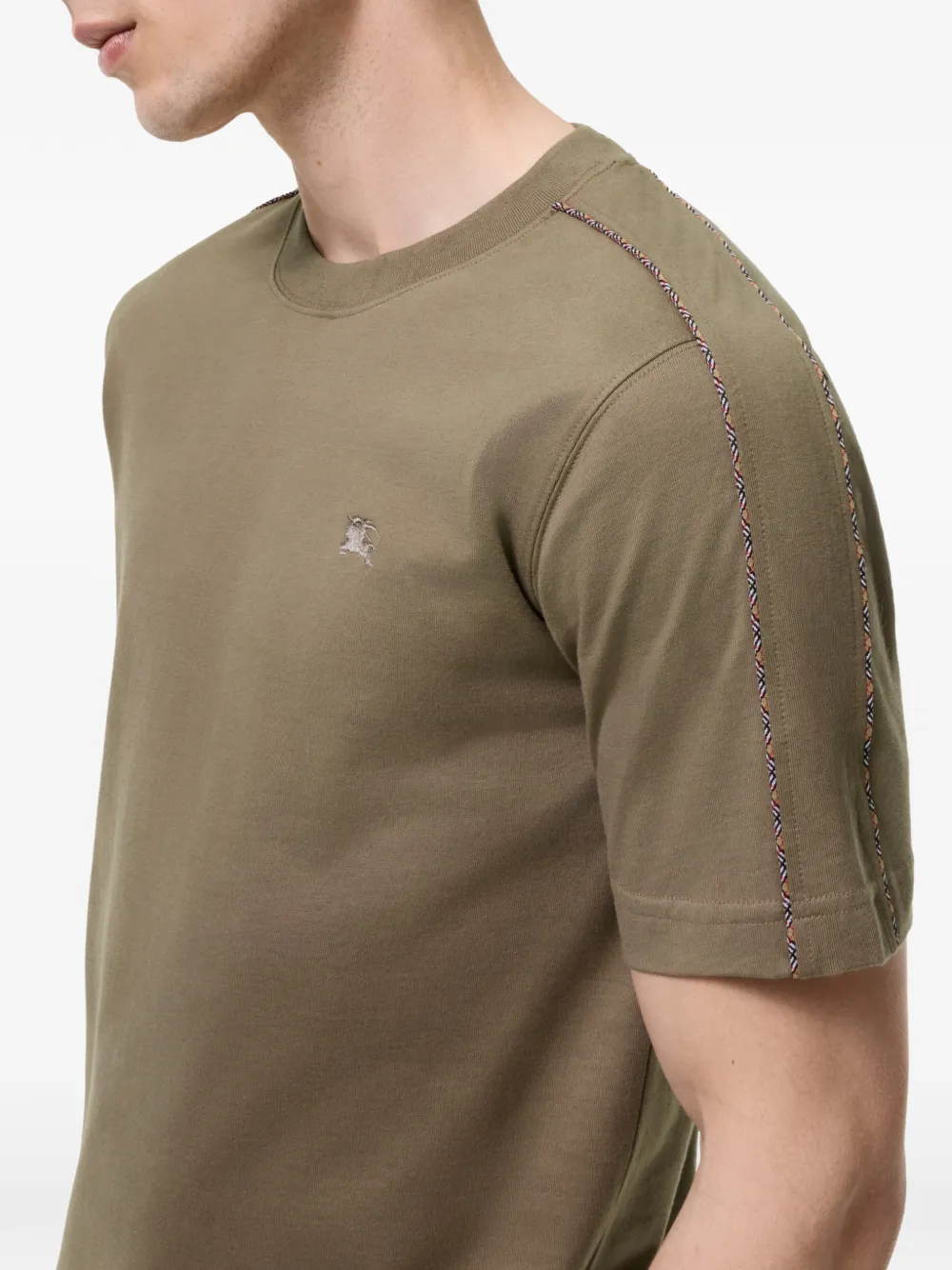 Burberry Katoenen T-shirt met geruite afwerking Groen
