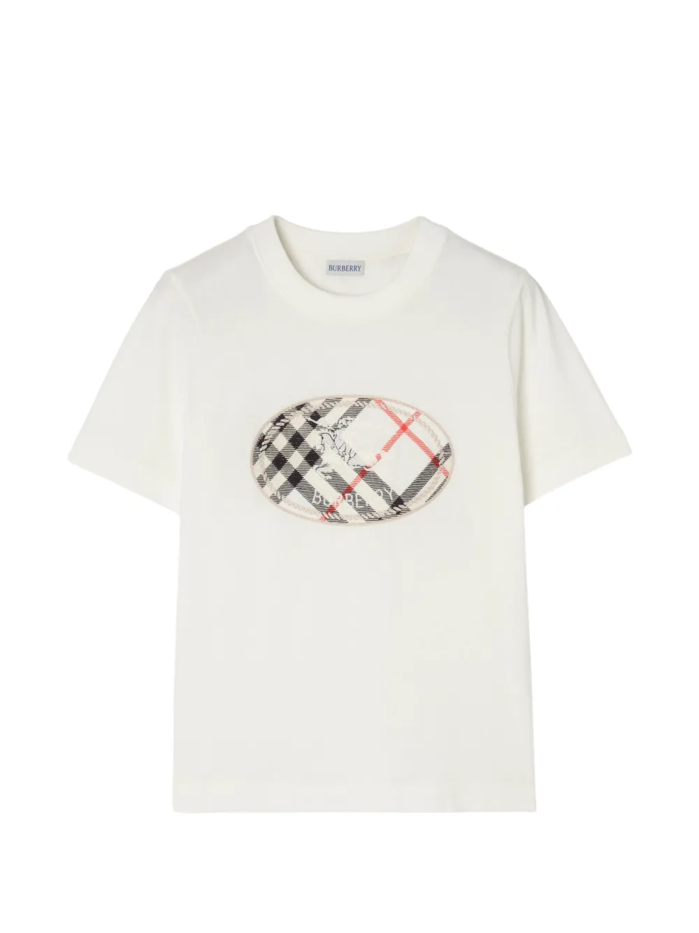 Burberry Check Knight-stamp cotton T-shirt - Toni neutri
