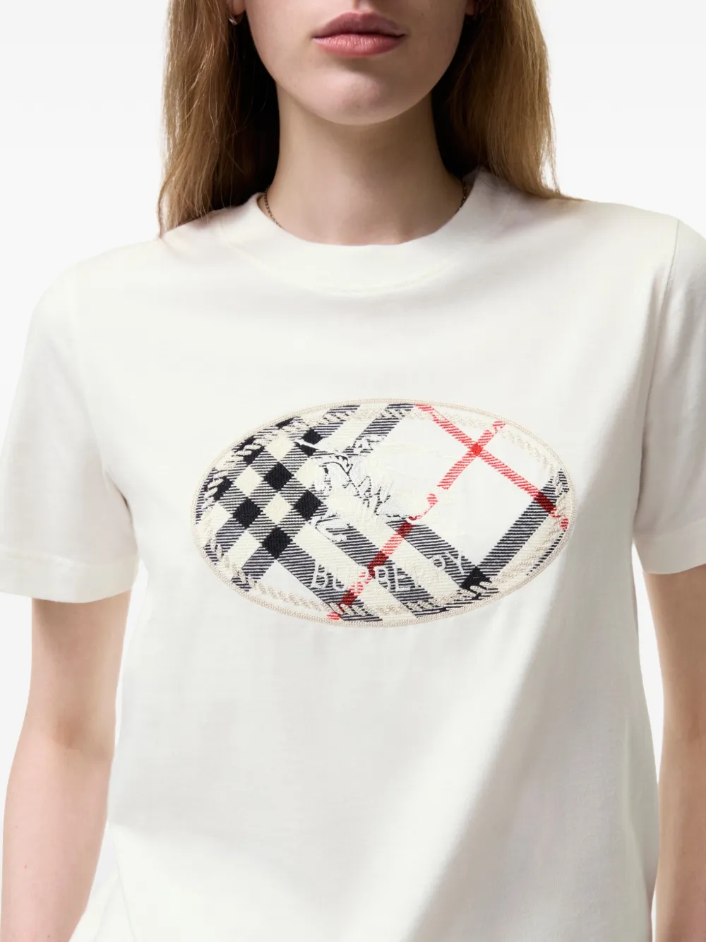 Burberry Check Knight Stamp katoenen T-shirt Beige