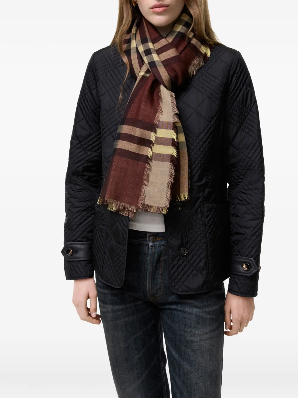Burberry Omkeerbare wollen zijden geruite sjaal Rood
