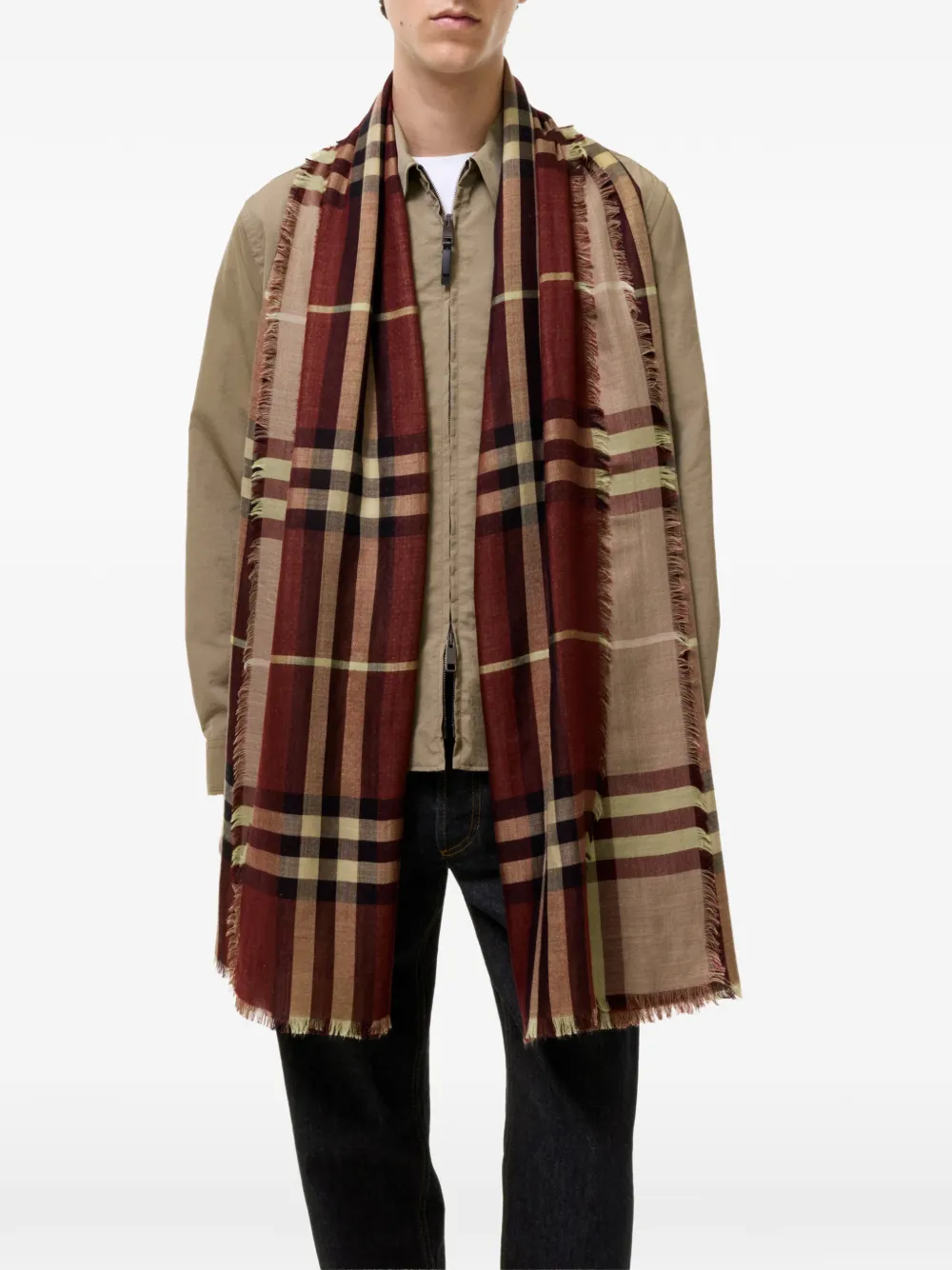 Burberry Omkeerbare wollen zijden geruite sjaal Rood