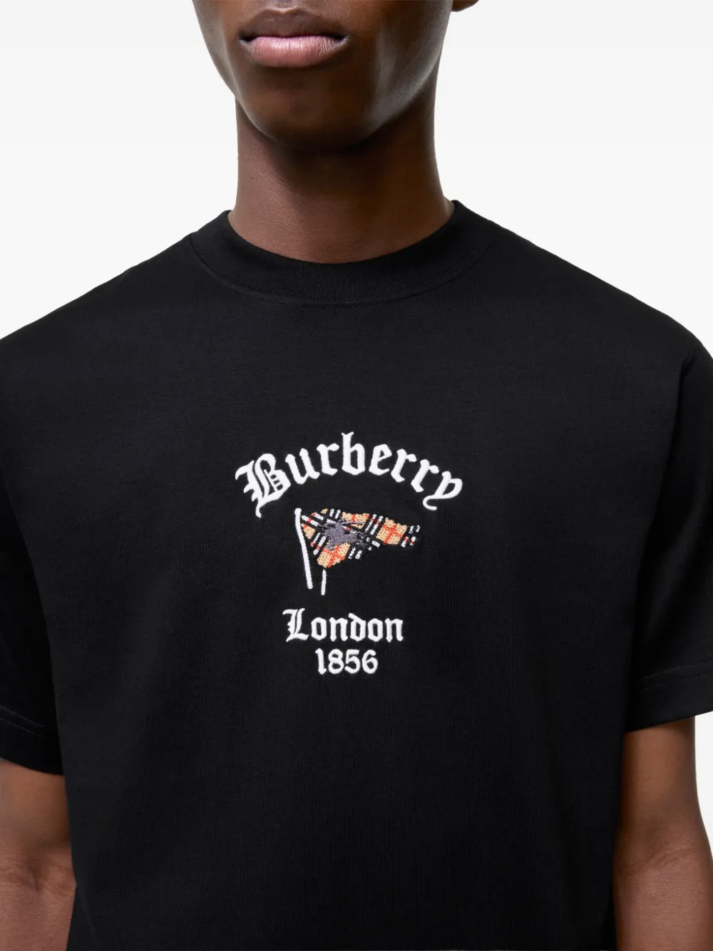 Burberry Katoenen T-shirt met geruite vlag Zwart