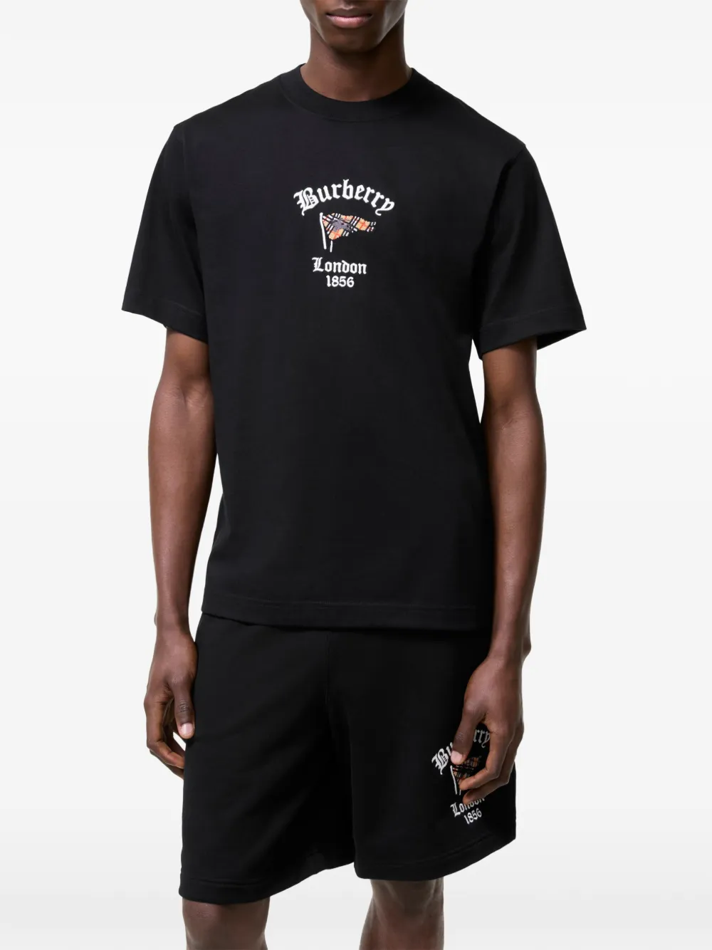 Burberry Katoenen T-shirt met geruite vlag Zwart