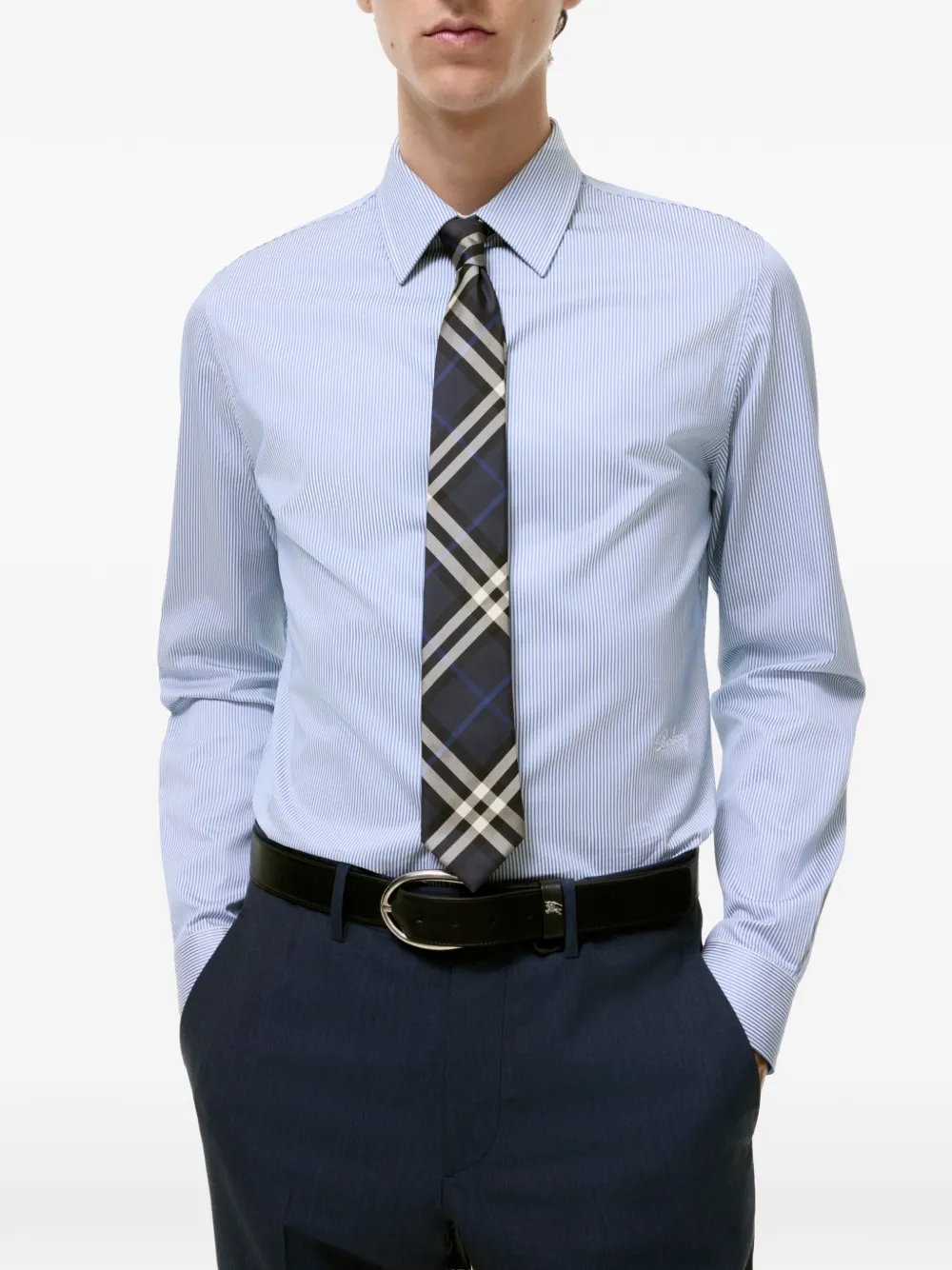Burberry Geruite zijden stropdas Blauw