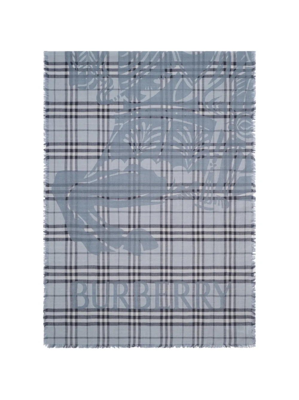 Burberry wide Knight Check wool-silk scarf - Blu