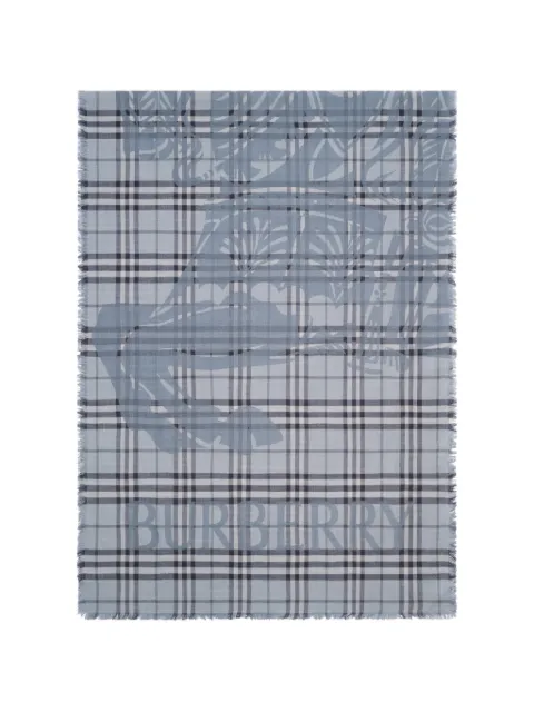 Burberry wide Knight Check wool-silk scarf