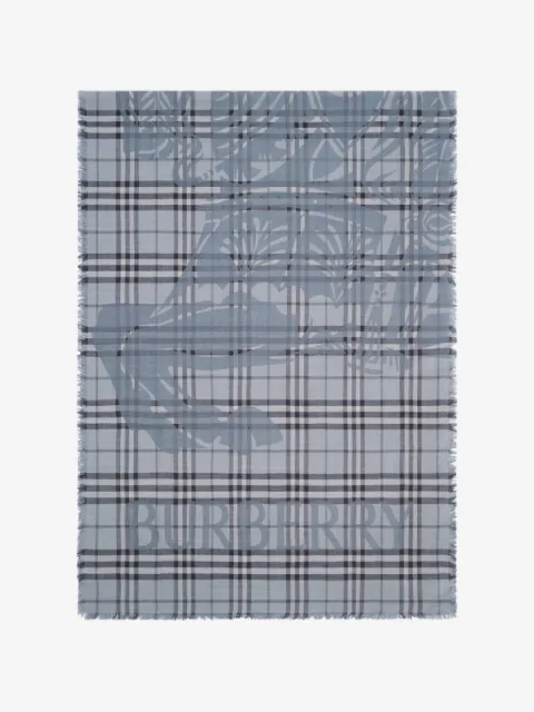 Burberry mascada Knight Check de seda y lana