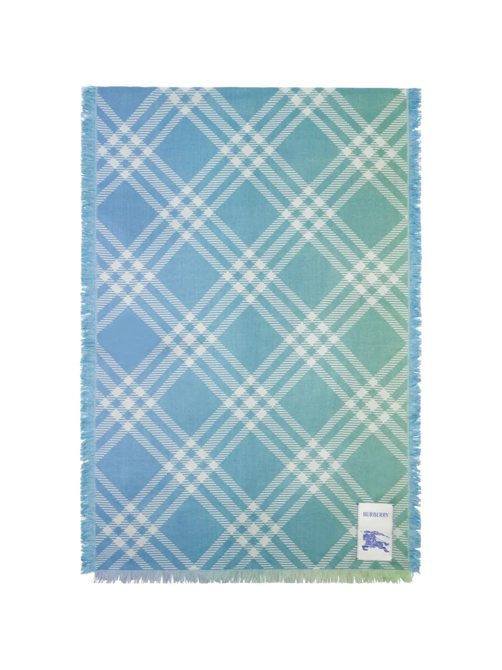 Burberry gradient Check wool silk scarf - Blu