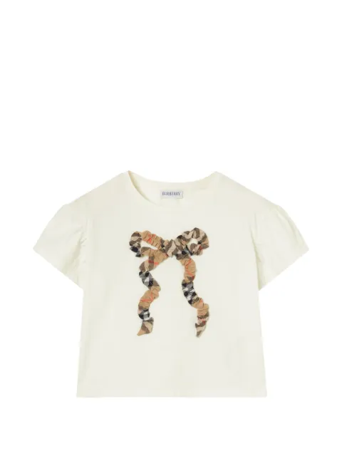 Burberry Kids playera con motivo de cuadros y moño