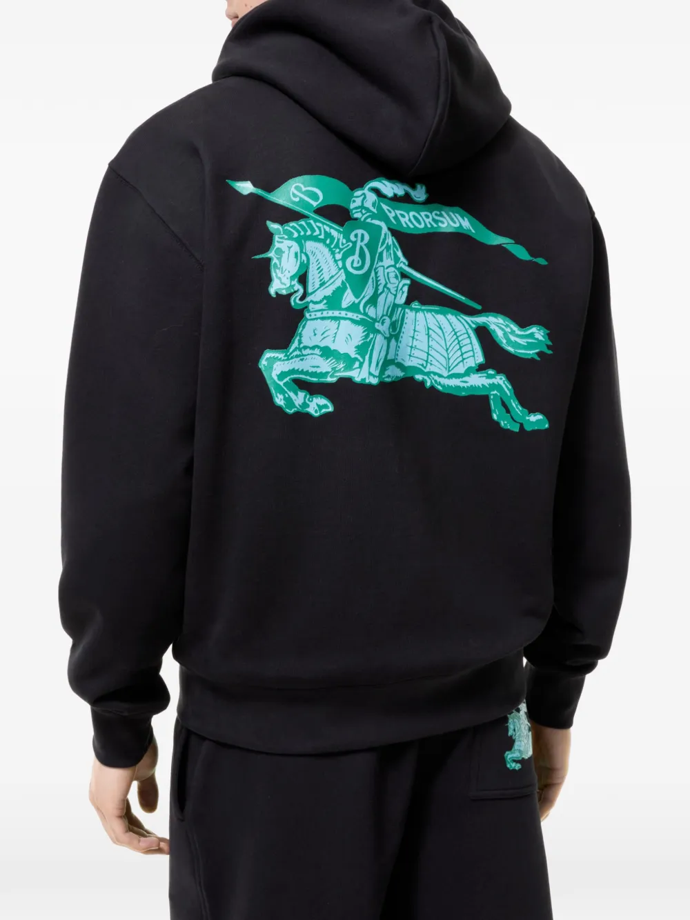 Burberry Hoodie met rits en logo Zwart