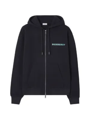 Burberry Check Knight Stamp Cotton Zip Hoodie | Black | FARFETCH CA