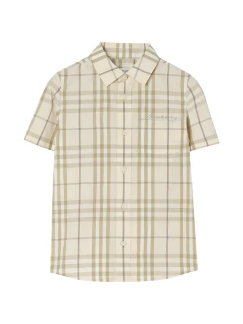 Burberry Kids camisa con motivo de cuadros
