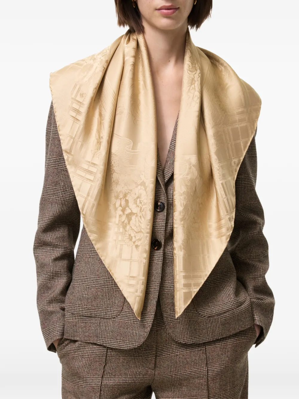 Burberry Zijden sjaal met bloemen-detail Beige