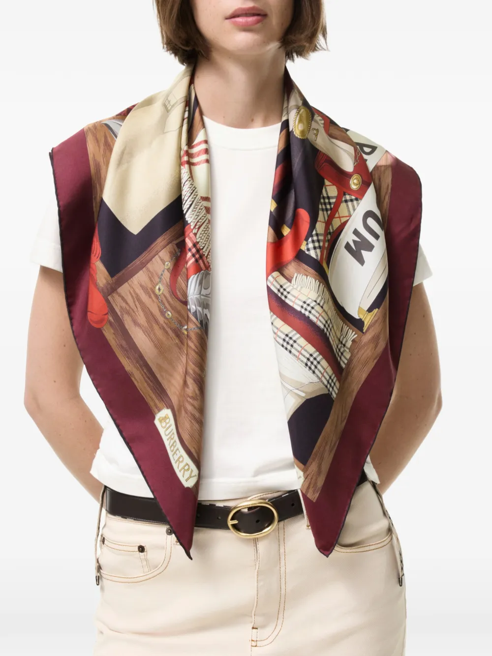 Burberry Wardrobe zijden sjaal Rood