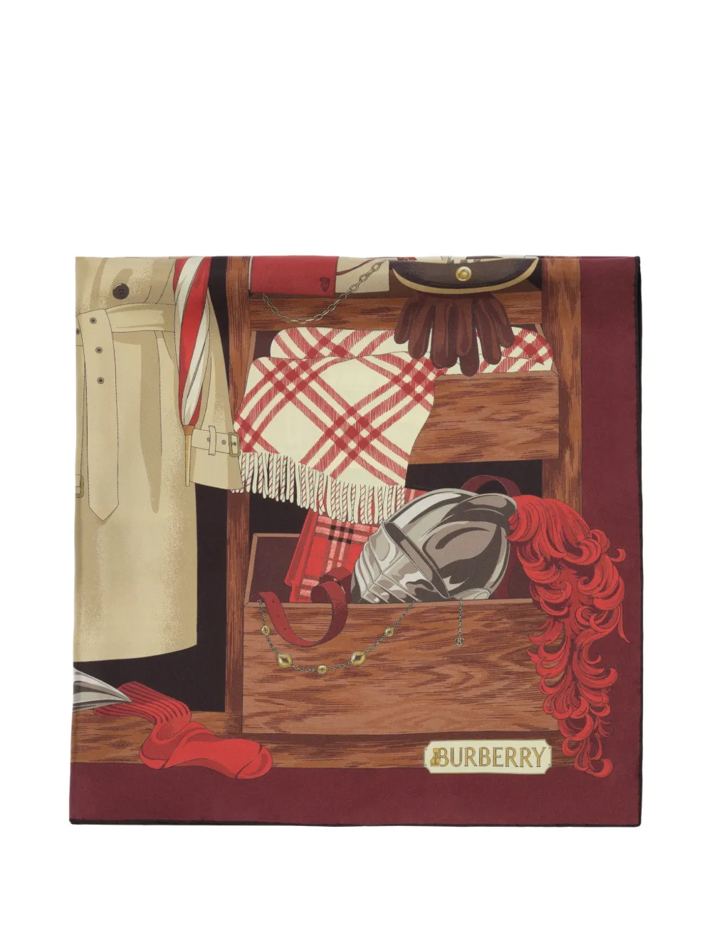 Burberry Wardrobe zijden sjaal Rood