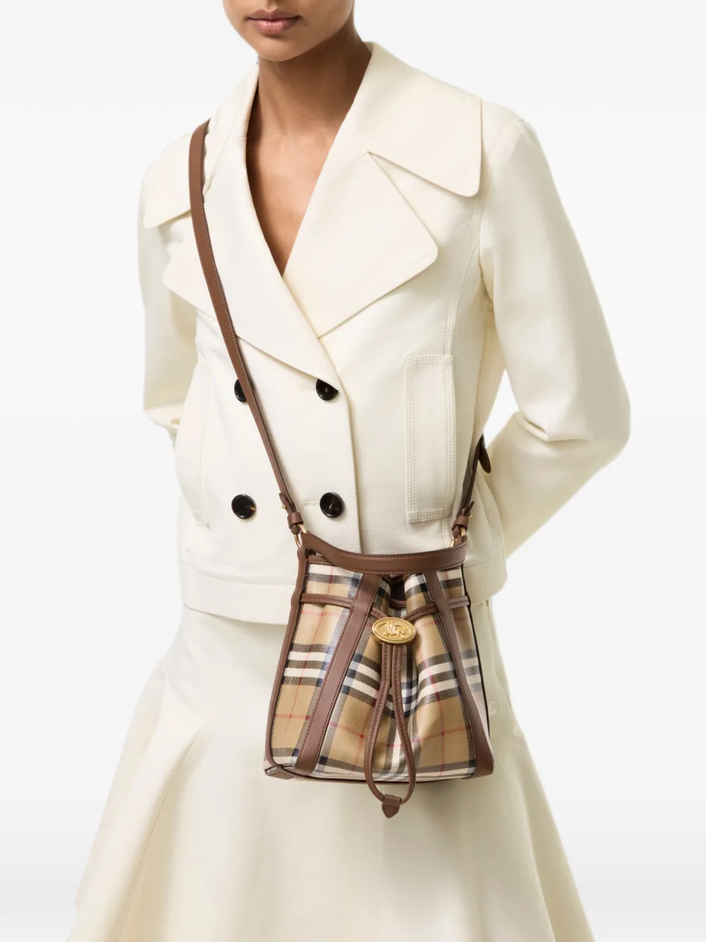 Burberry Check mini bucket-tas Beige