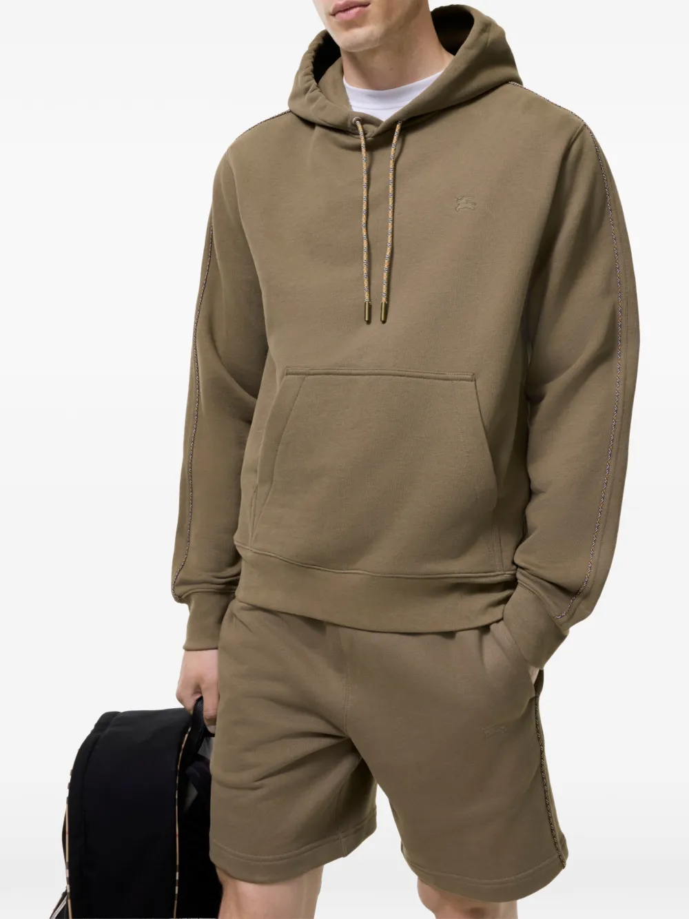 Burberry Katoenen hoodie met geruite afwerking Bruin