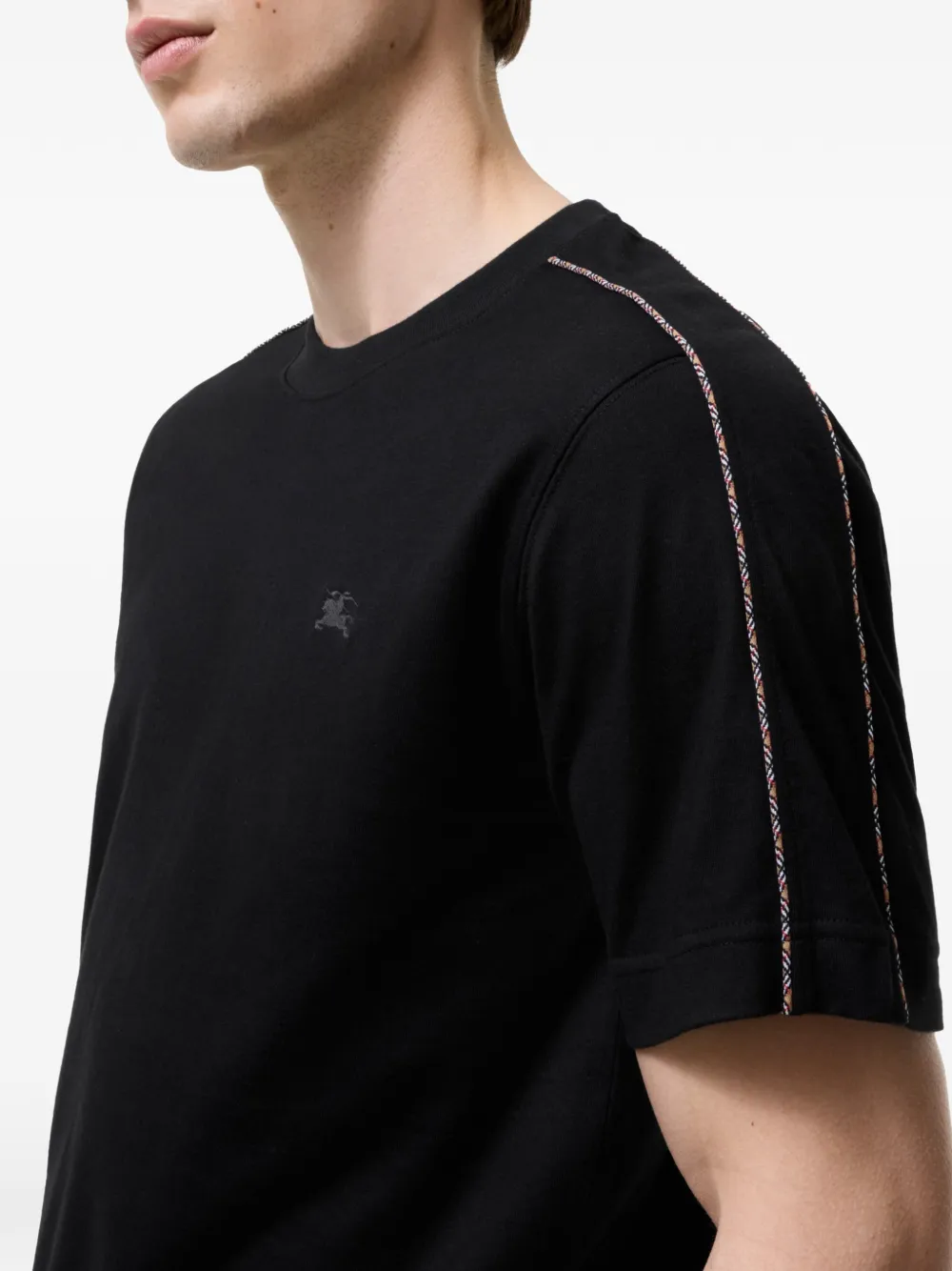 Burberry Katoenen T-shirt met geruite afwerking Zwart