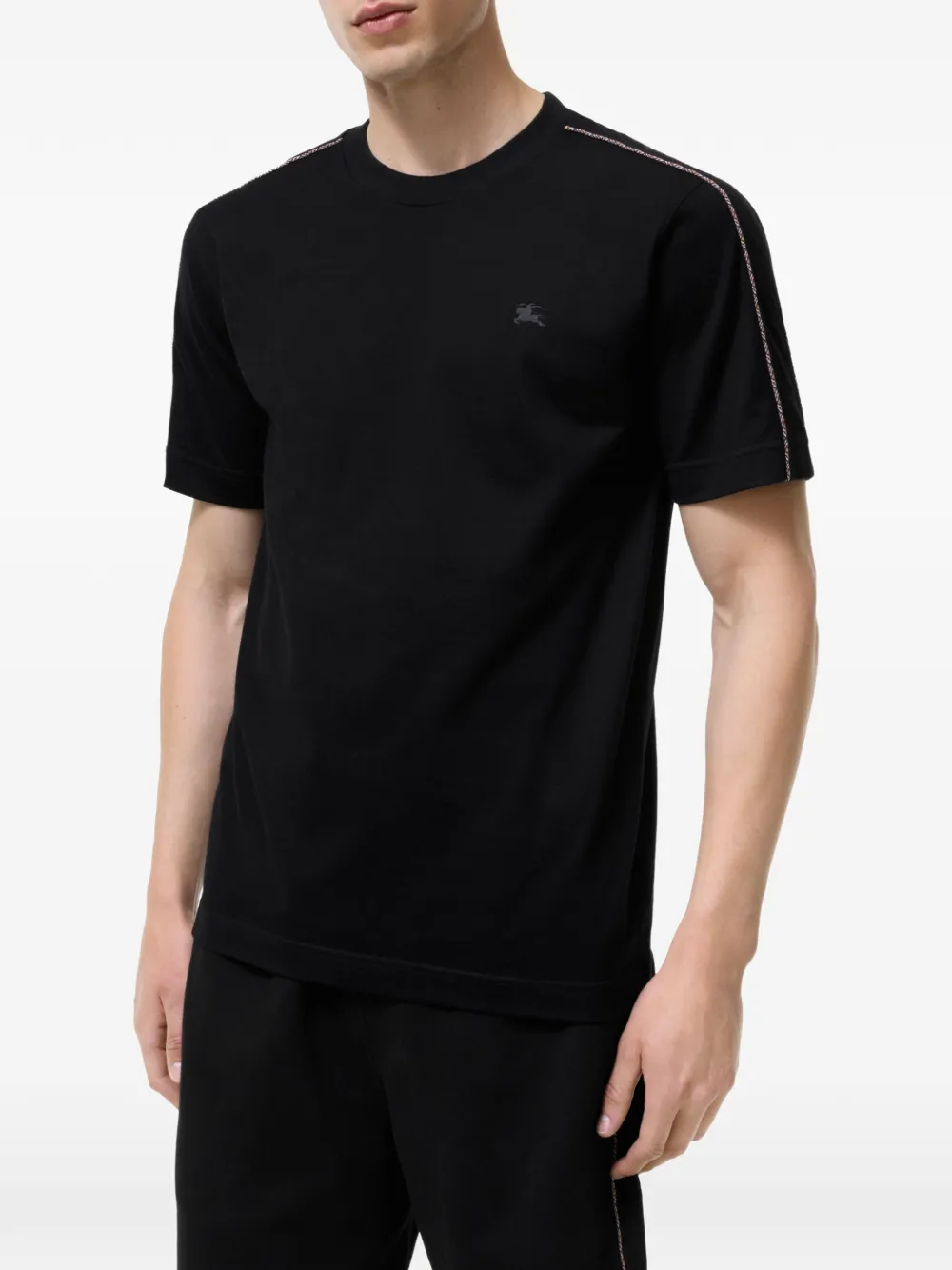 Burberry Katoenen T-shirt met geruite afwerking Zwart