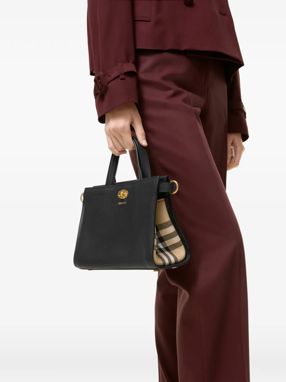Burberry Cotswolds Check mini-shopper Zwart