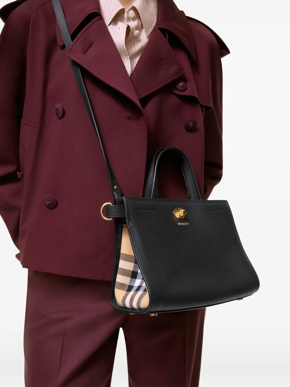 Burberry Cotswolds Check mini-shopper Zwart