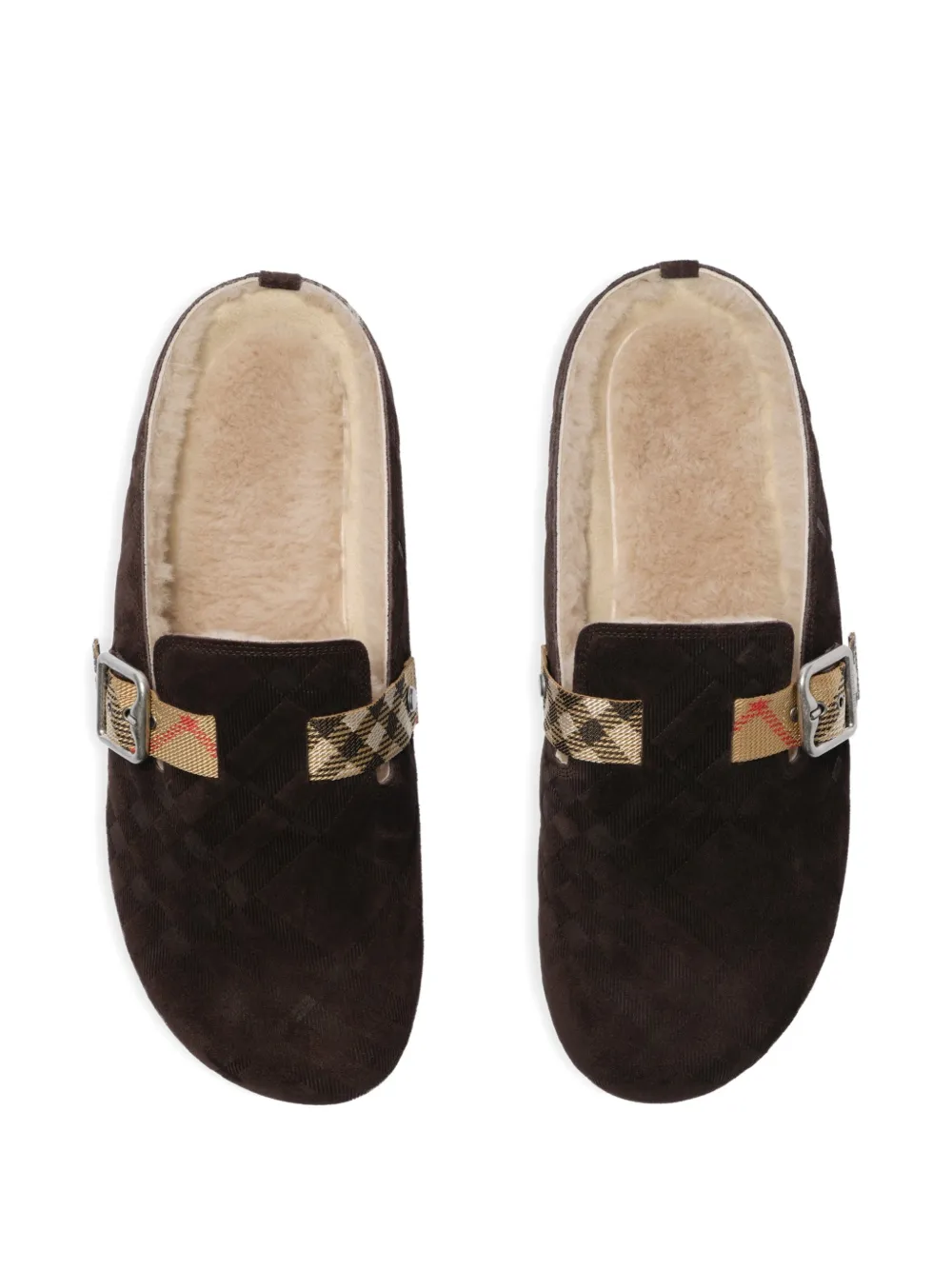 Burberry Check shearling Urchin clogs Bruin