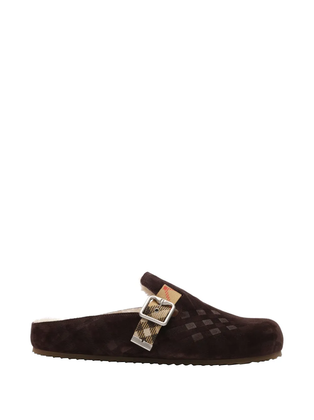 Burberry Check shearling Urchin clogs - Braun