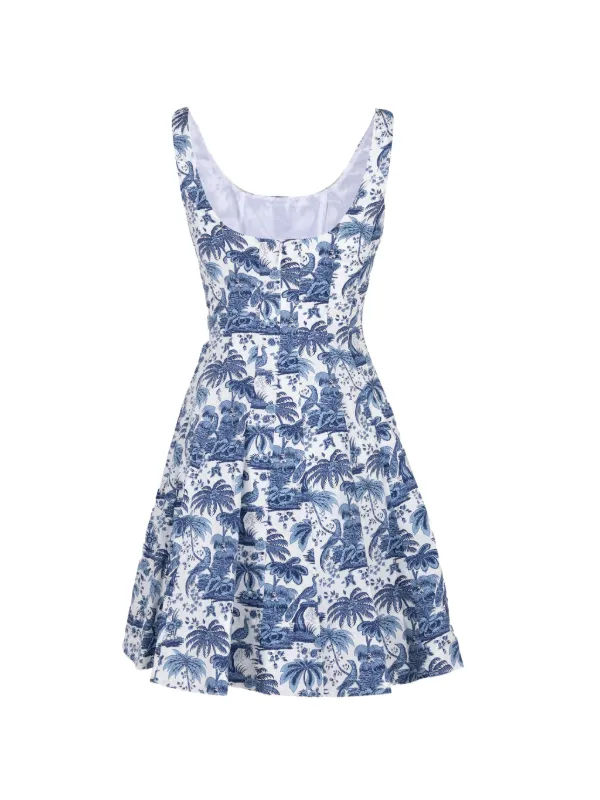 staud mini wells dress - French Blue a square neck STAUD MINI WELLS DRESS -