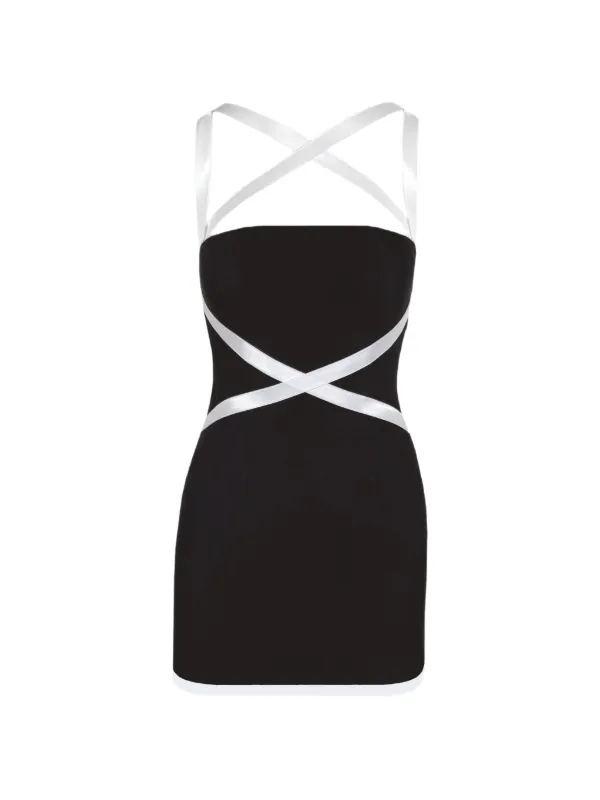 black mini criss cross dress Contessa Mills Women's X Fitted Stretch-Linen - Sleeveless fitted criss cross