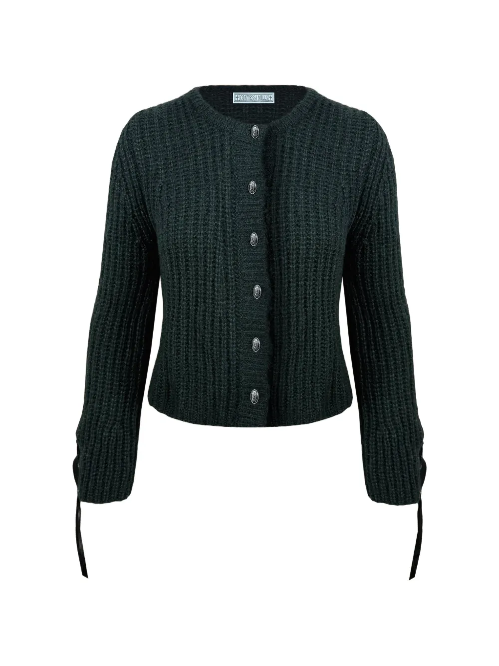 Contessa Mills lace-up ribbed-knit cardigan - Green