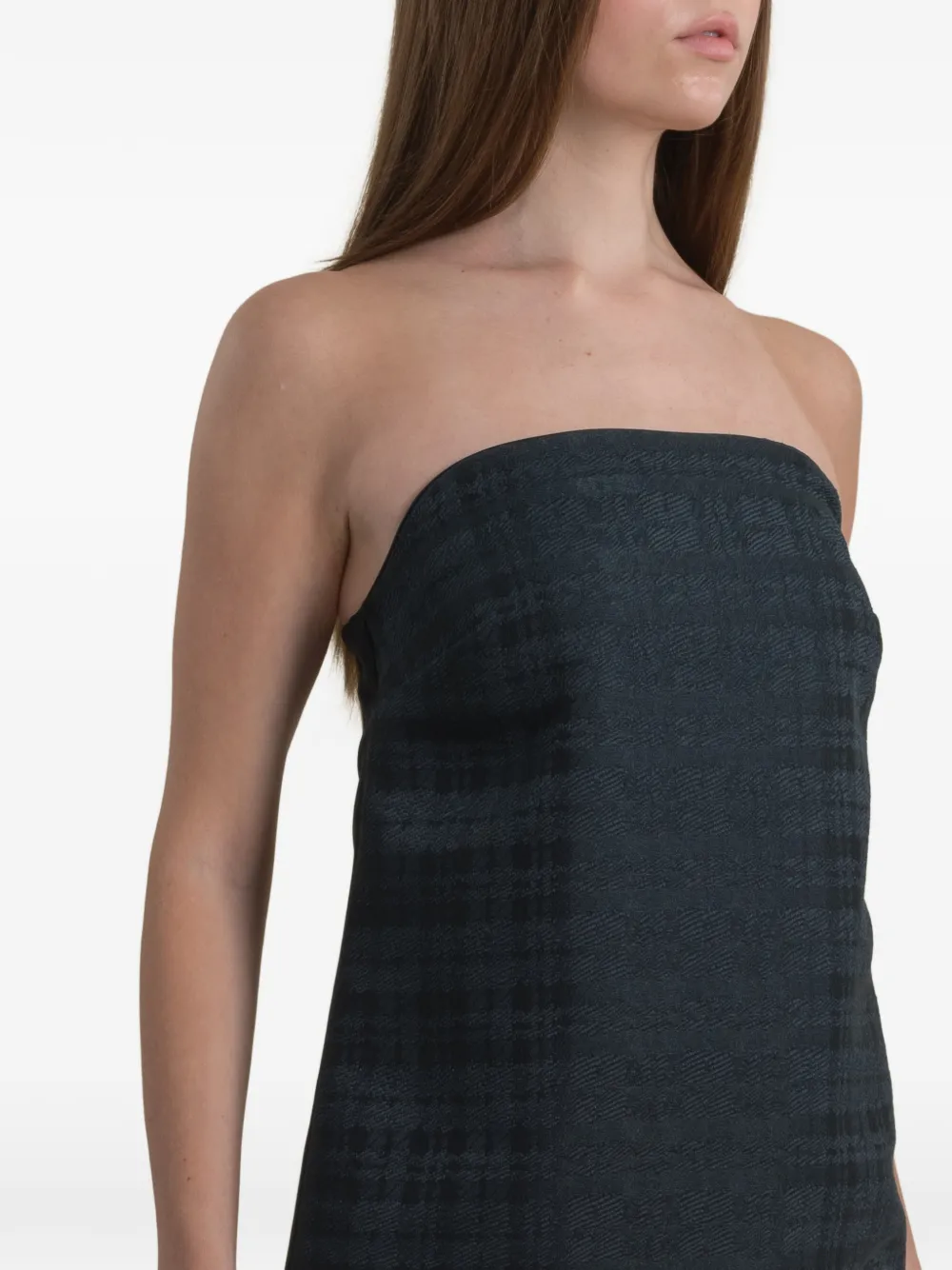 Contessa Mills Sophia geruite strapless jurk Groen
