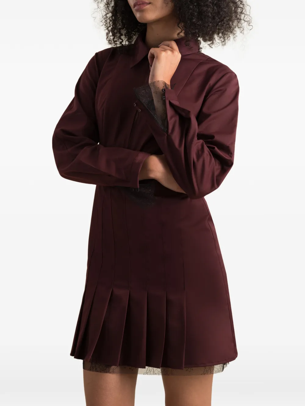 Contessa Mills Honor pleated lace-trim dress