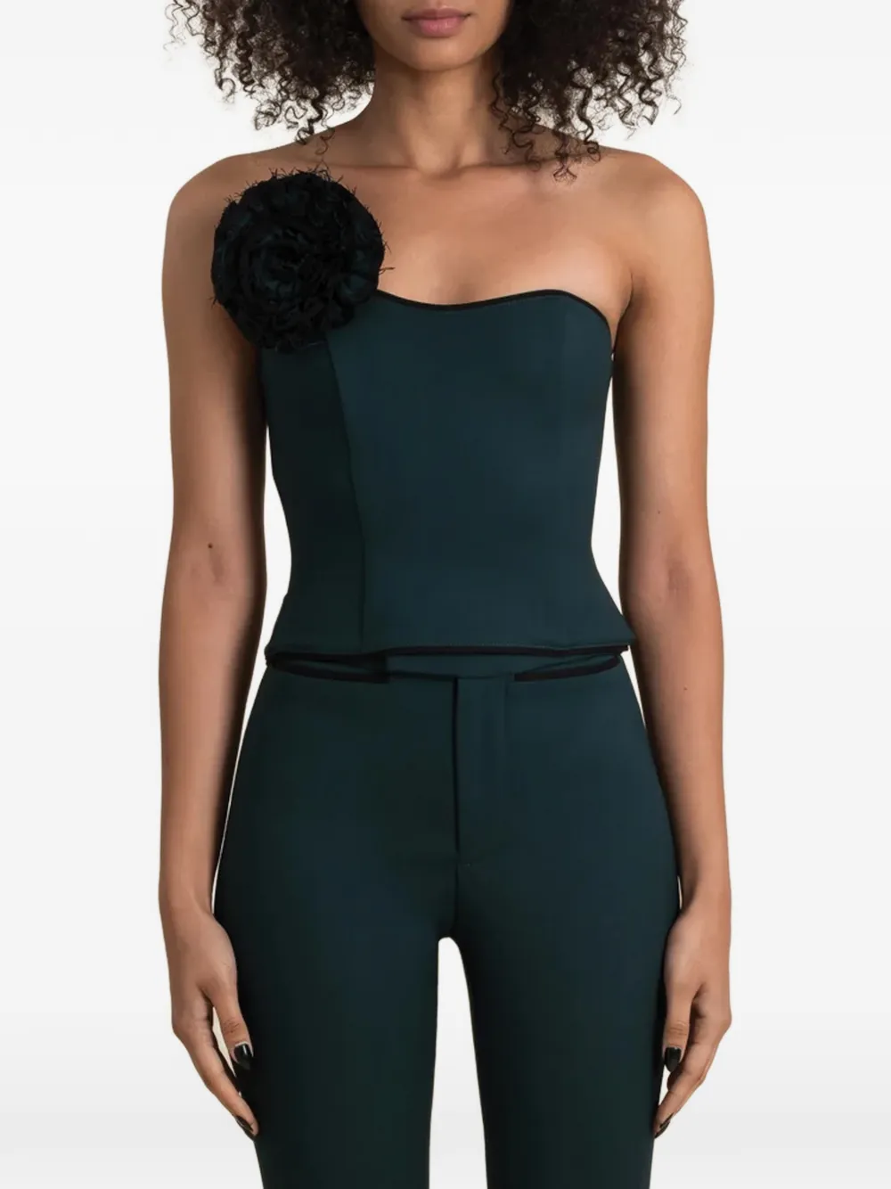 Contessa Mills Helix floral-appliqué top - Nero